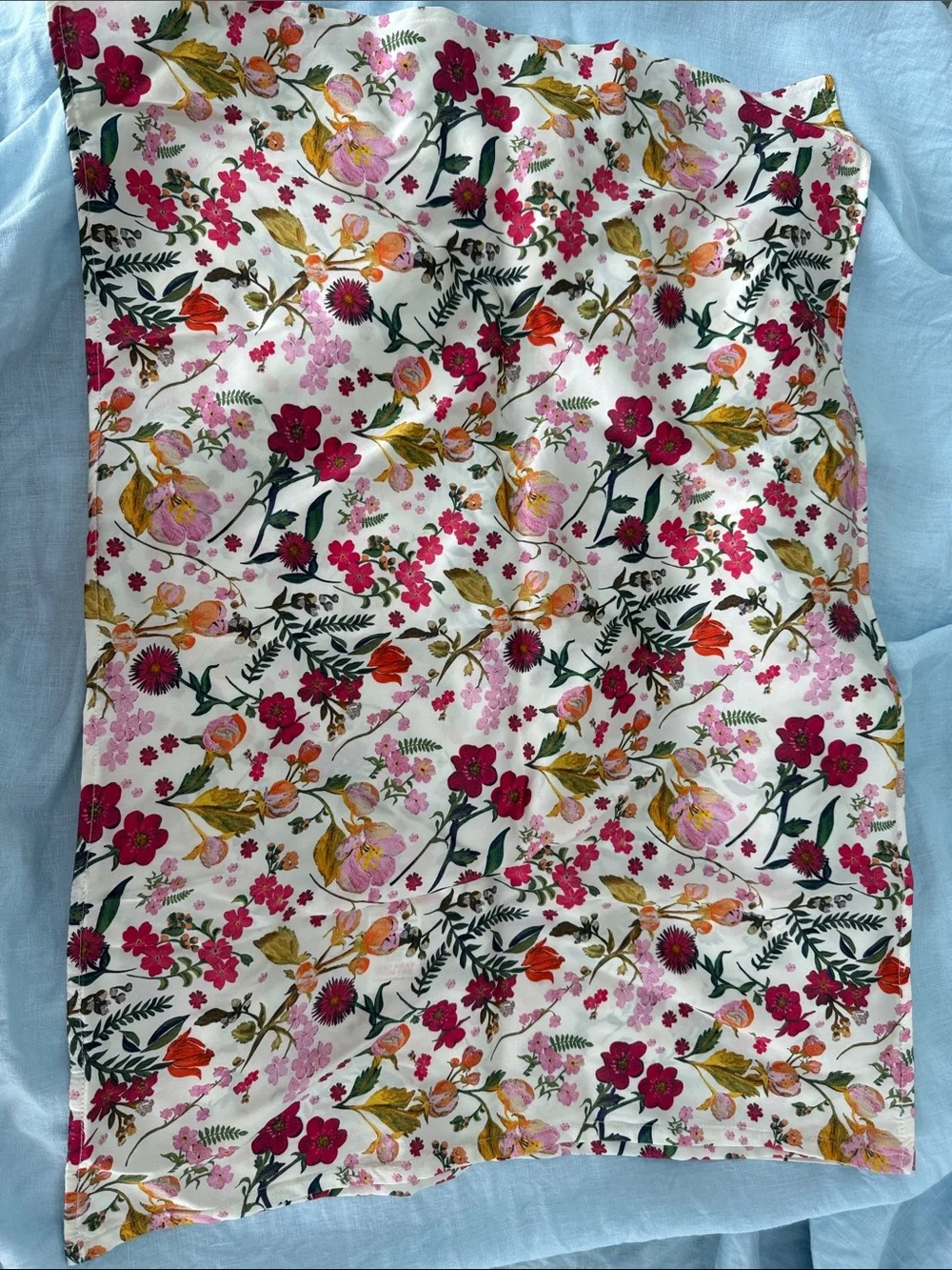 Coco & Wolf Heidi Floral Silk Pillowcases/Cream Base/Pink & Green Floral Print